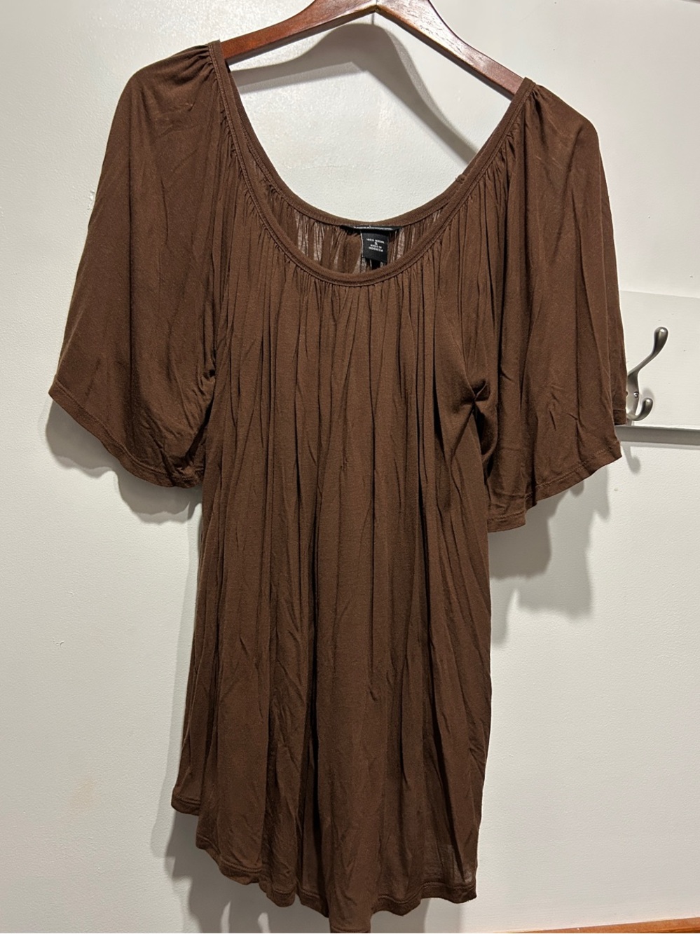 Moda International Brown Scoop Neck Short Sleeve Tunic
